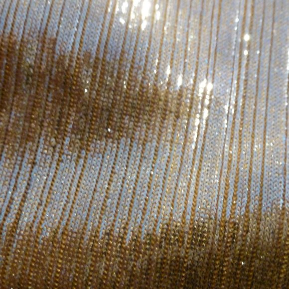 Fashionable Open Shoulders Stand Collar Golden Tank Top Sz S - Picture 8 of 8